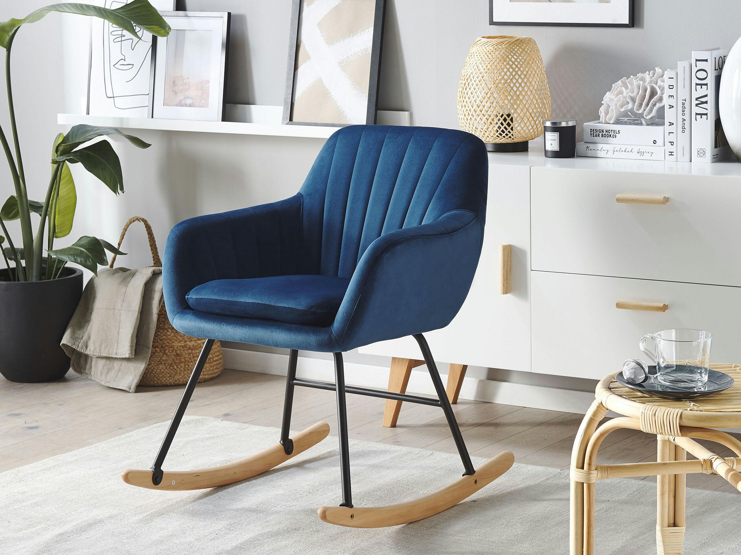 LIARUM - Chaise à bascule en velours bleu cobalt