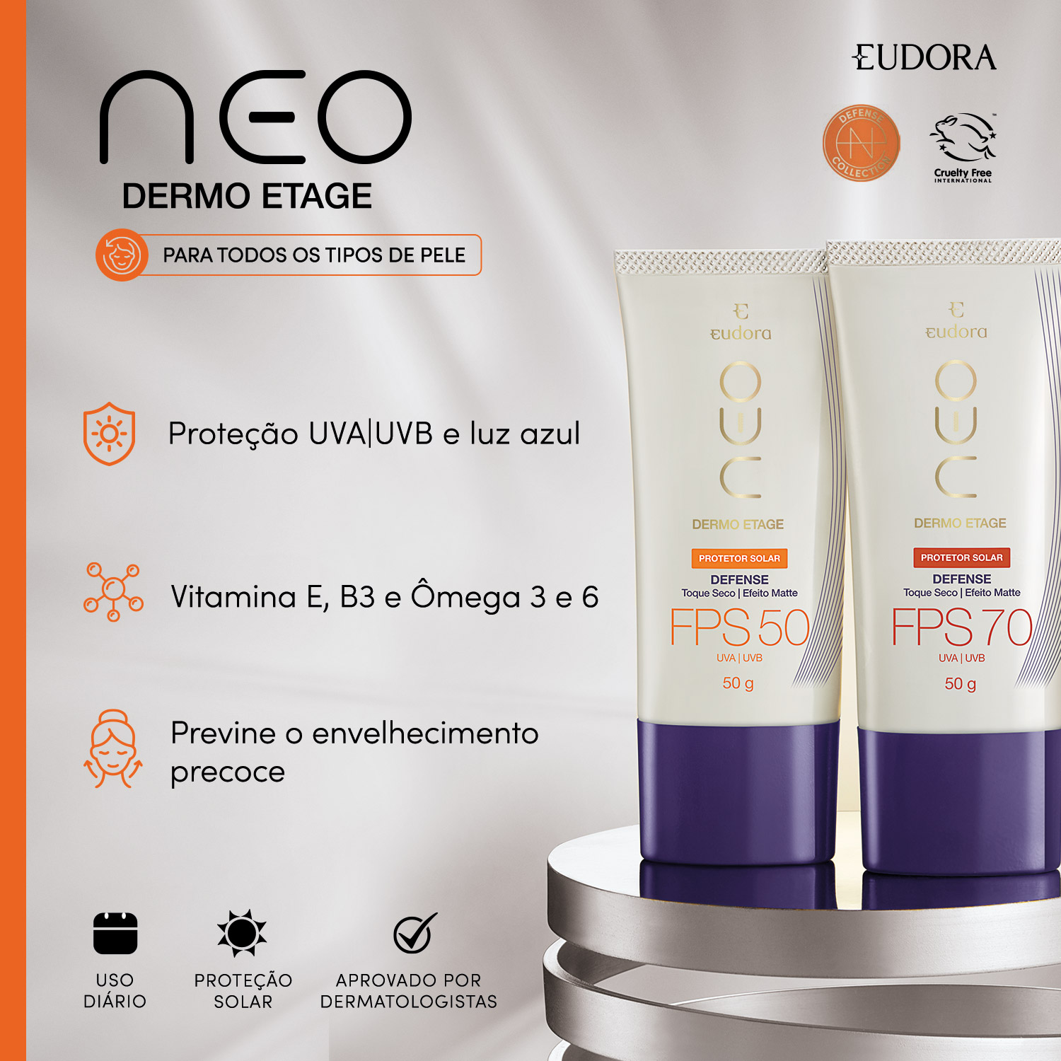 Neo Dermo Etage Protetor Solar Facial Defense FPS 50 50g