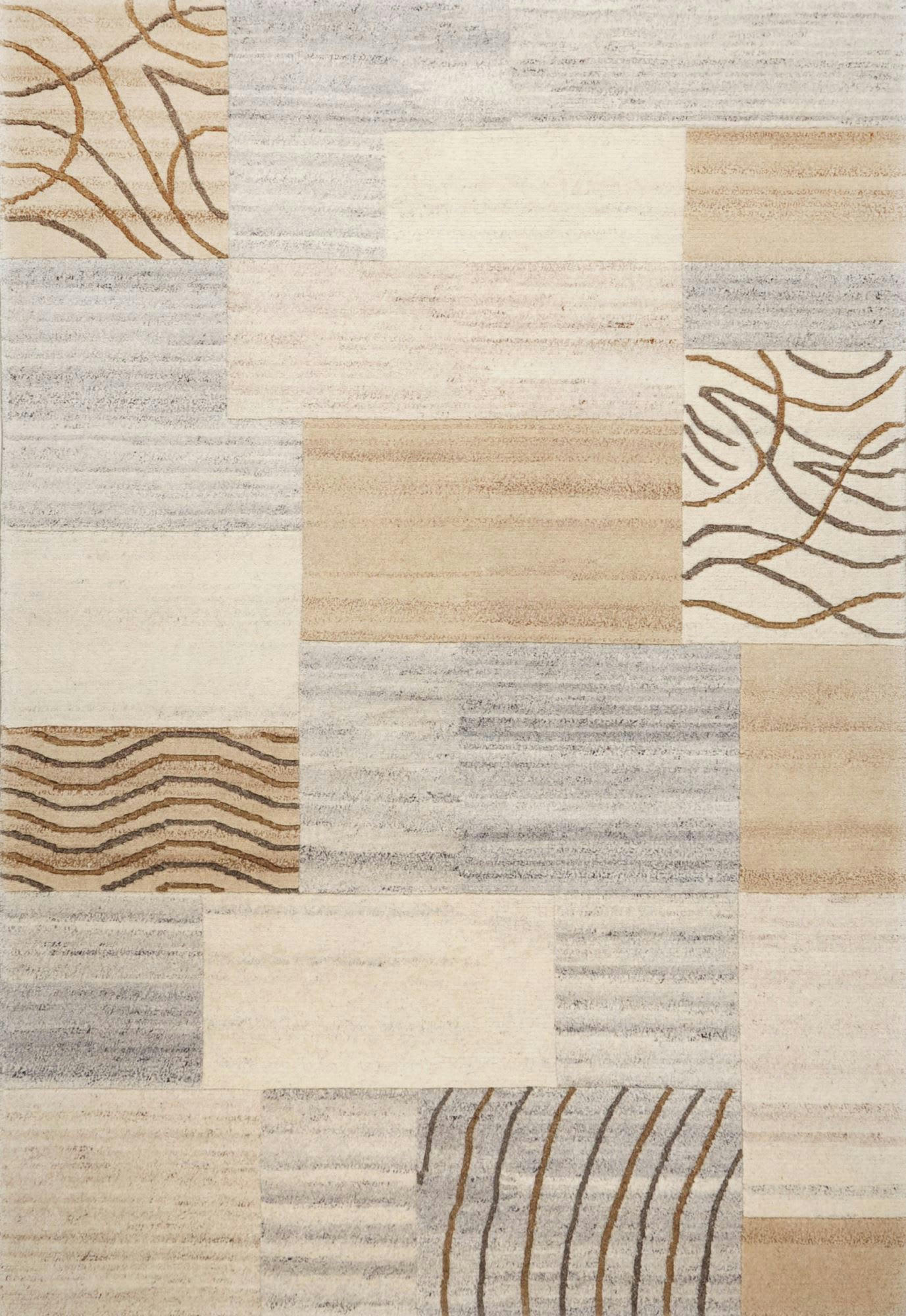 NAKARTA - Tapis moderne noué main, laine non-teinte naturel 190x250