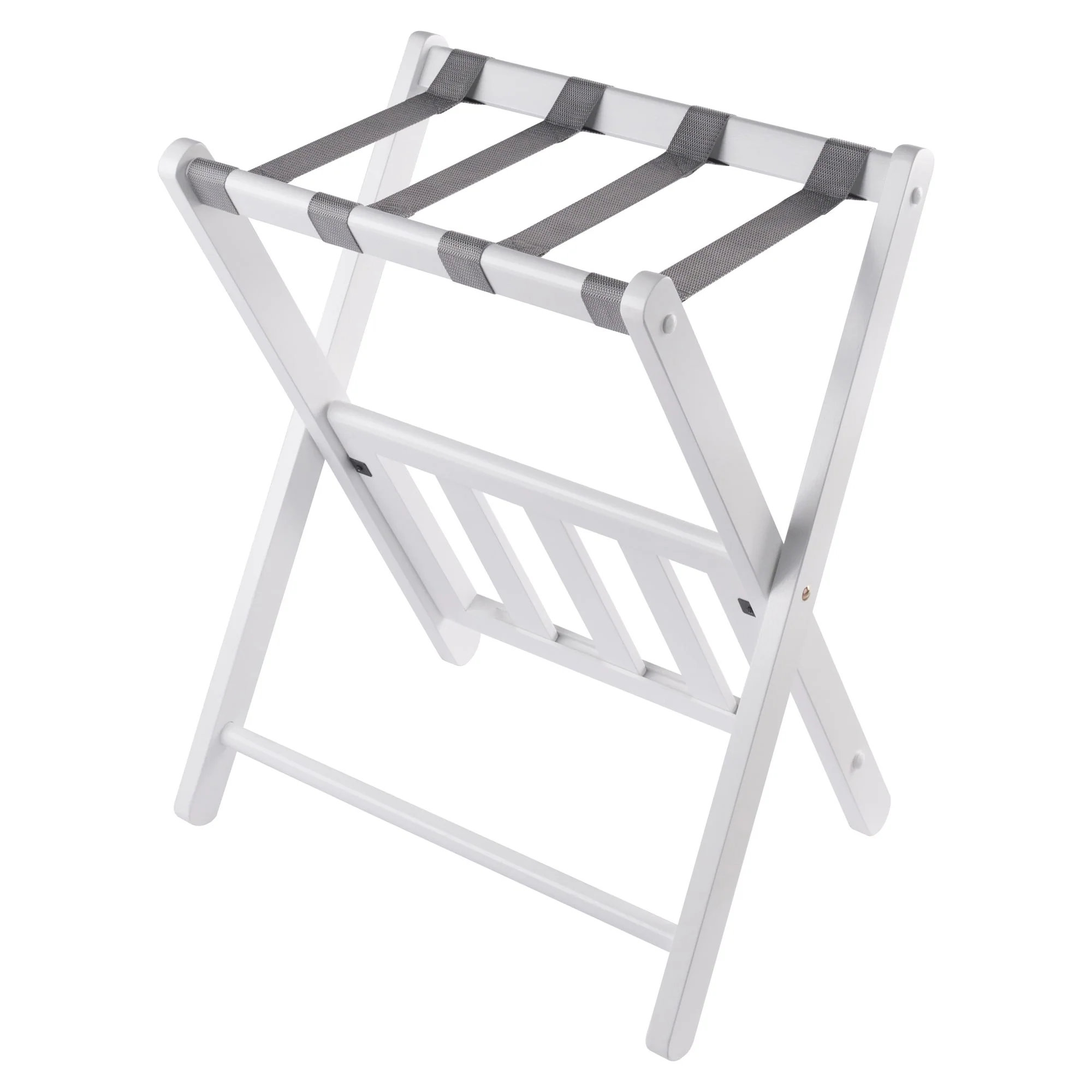 Foldable Luggage Rack with Shelf - 24.75 - White and Gray
