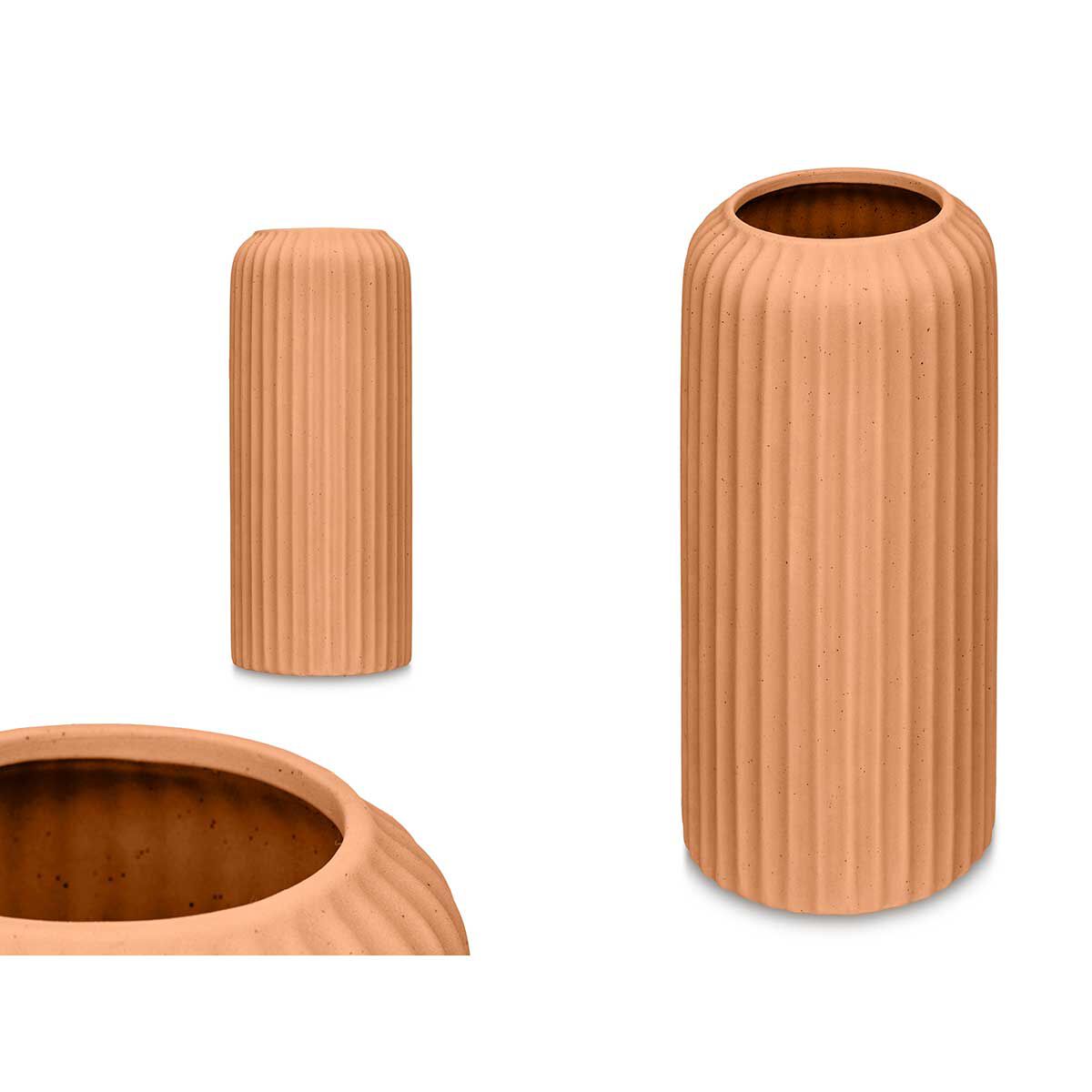 Jarra de cerâmica riscada cor de tijolo 40cm