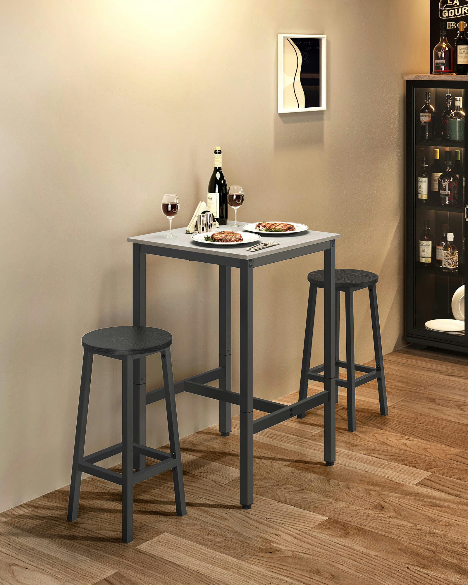 - Table haute cadre en acier rustique blanc et noir