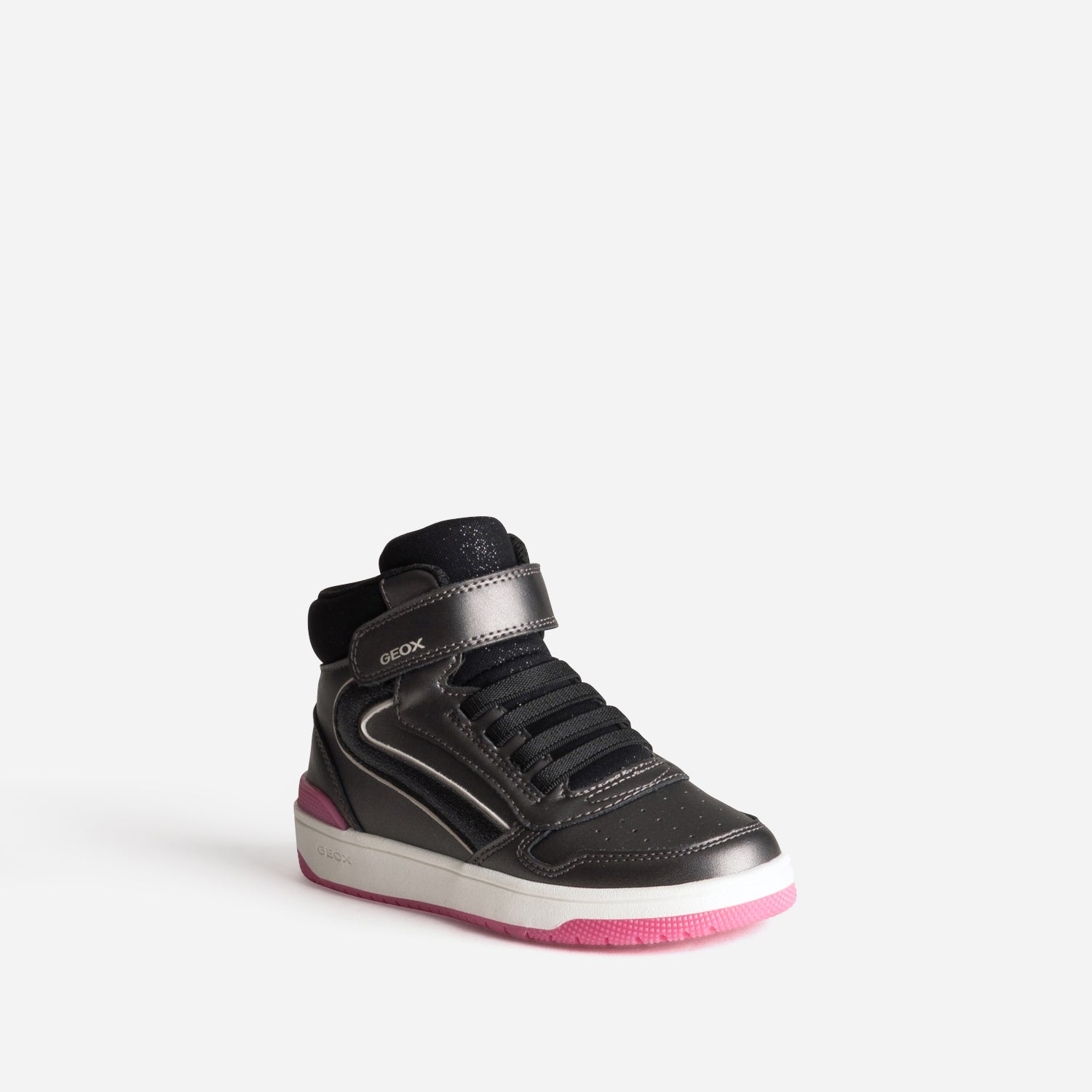 Basket GEOX noire métallisée et rose