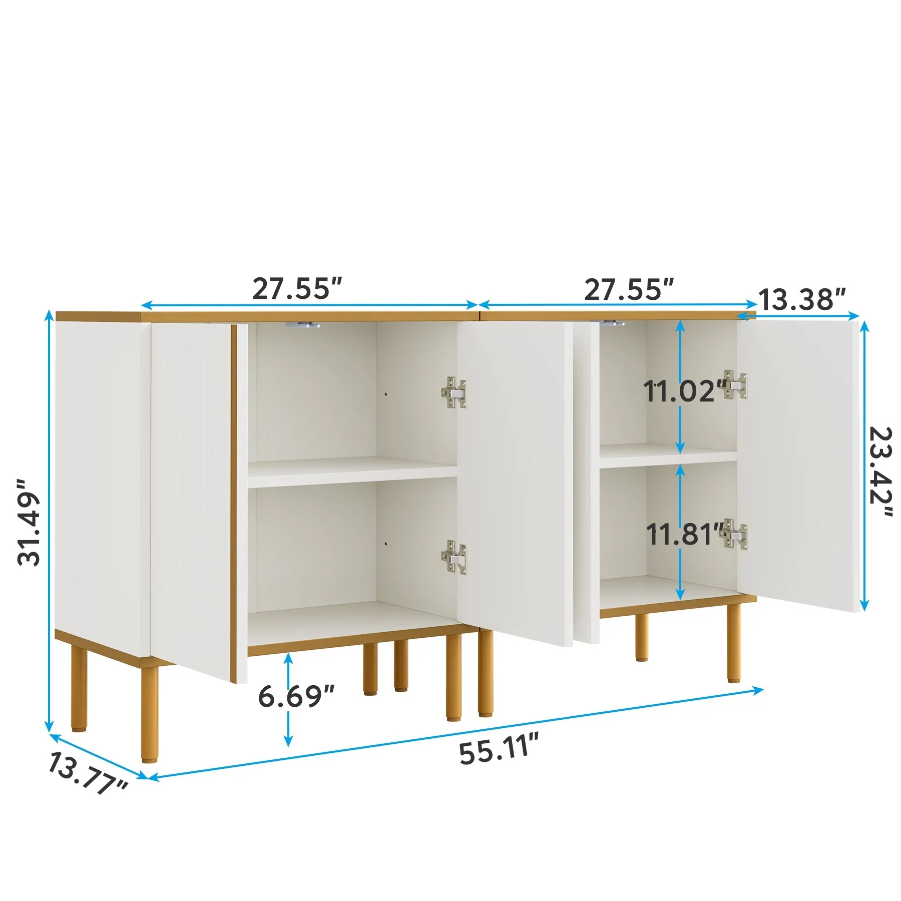 Modern Sideboard Buffet Storage Cabinet for Kitchen, Living Room, Accent Cabinets with Adjustable Shelf (Set of 2)