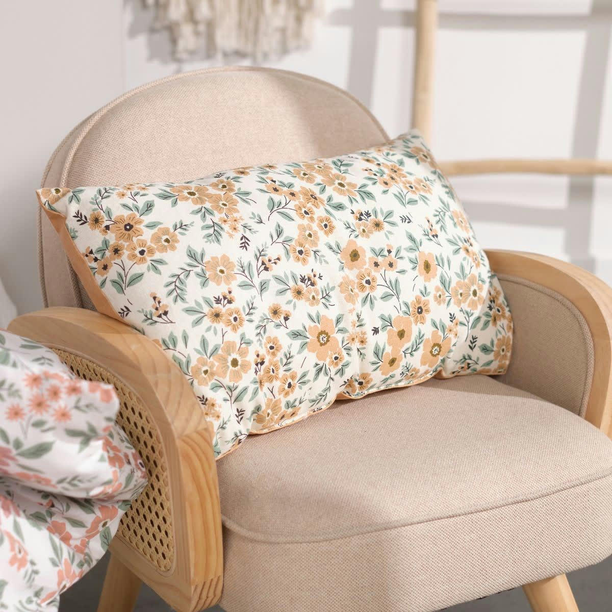 FUNNY LIBERTY - Coussin forme imprimé en coton rose 30x50