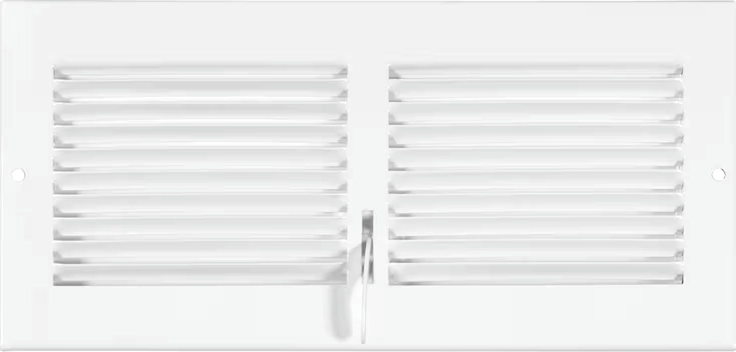 Imperial Steel Wall, Sidewall Register with Damper & Mounting Holes, White, 10 x 4-in