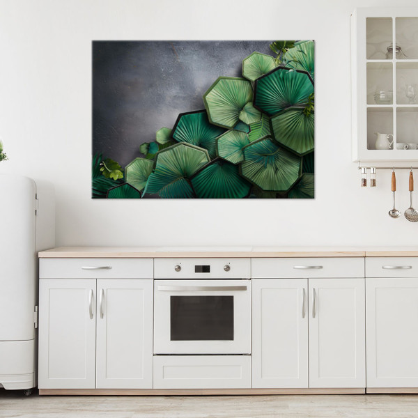 Feeby Obraz na płótnie, Heksagon Liście Beton 60x40