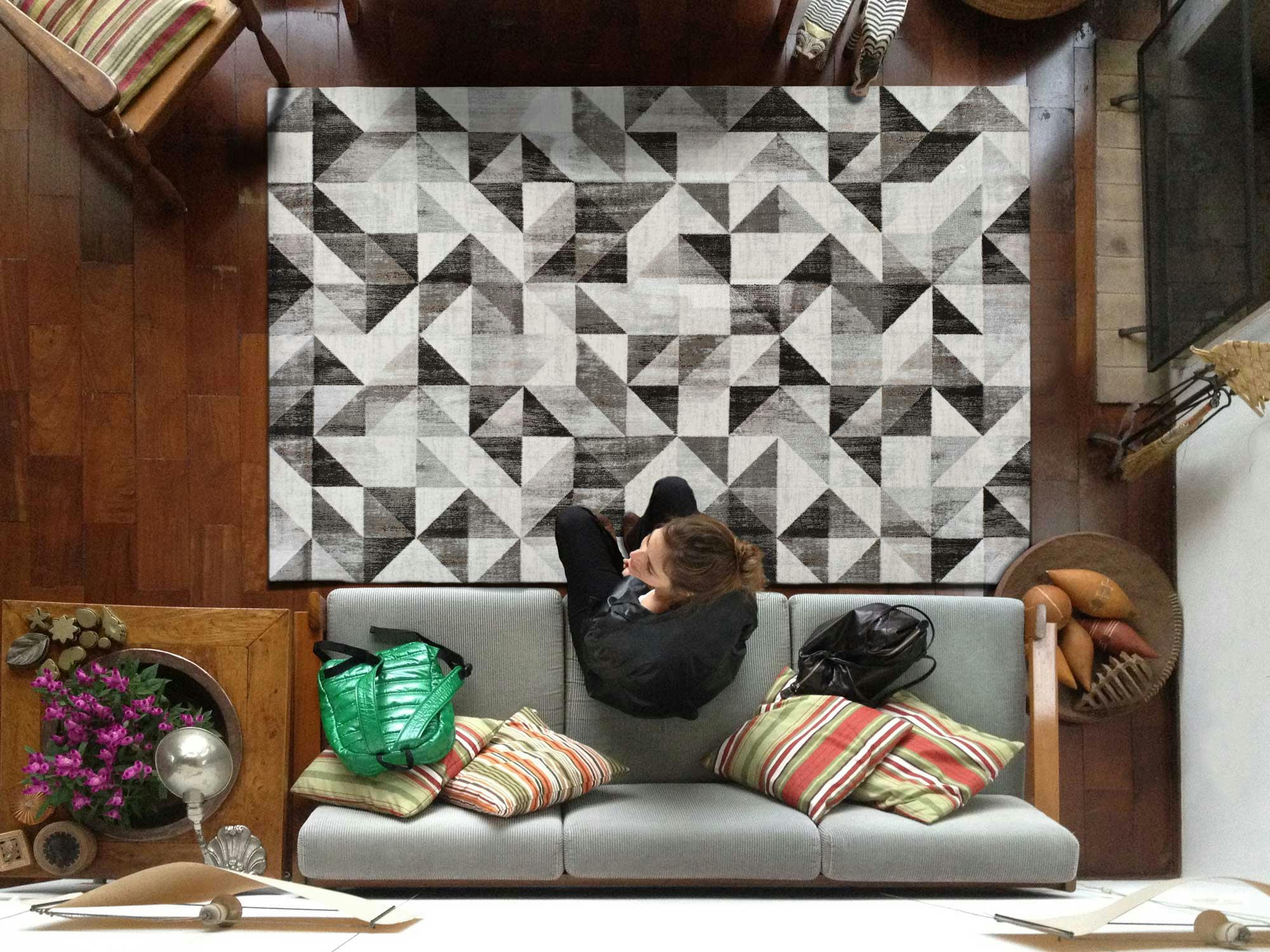 BABEK - Tapis géométrique gris, 160X230 cm