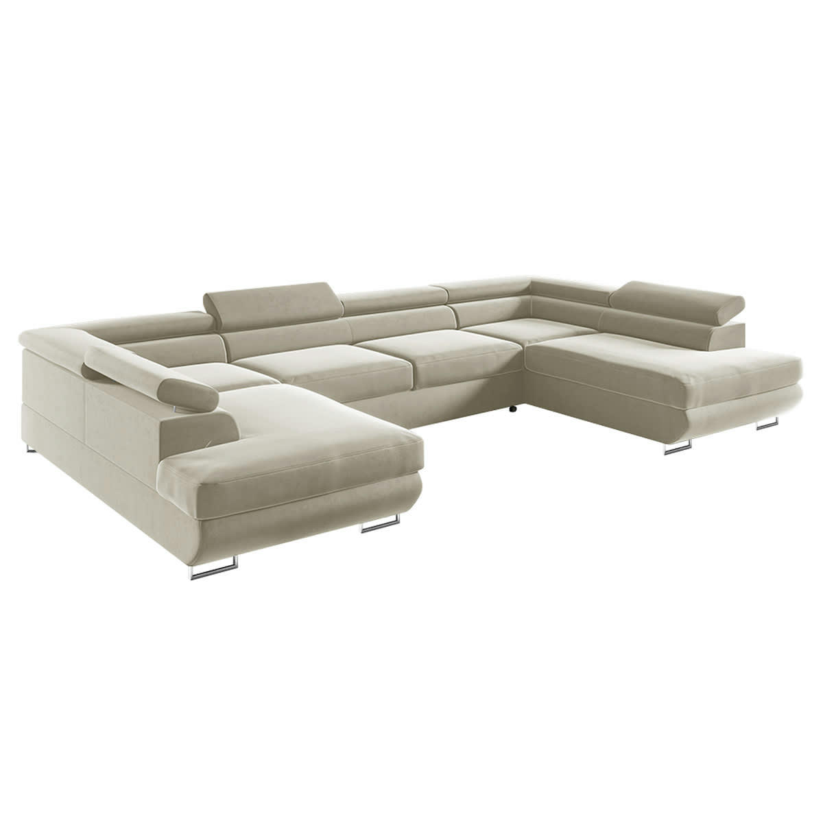 - Canapé en u 5 places convertible beige