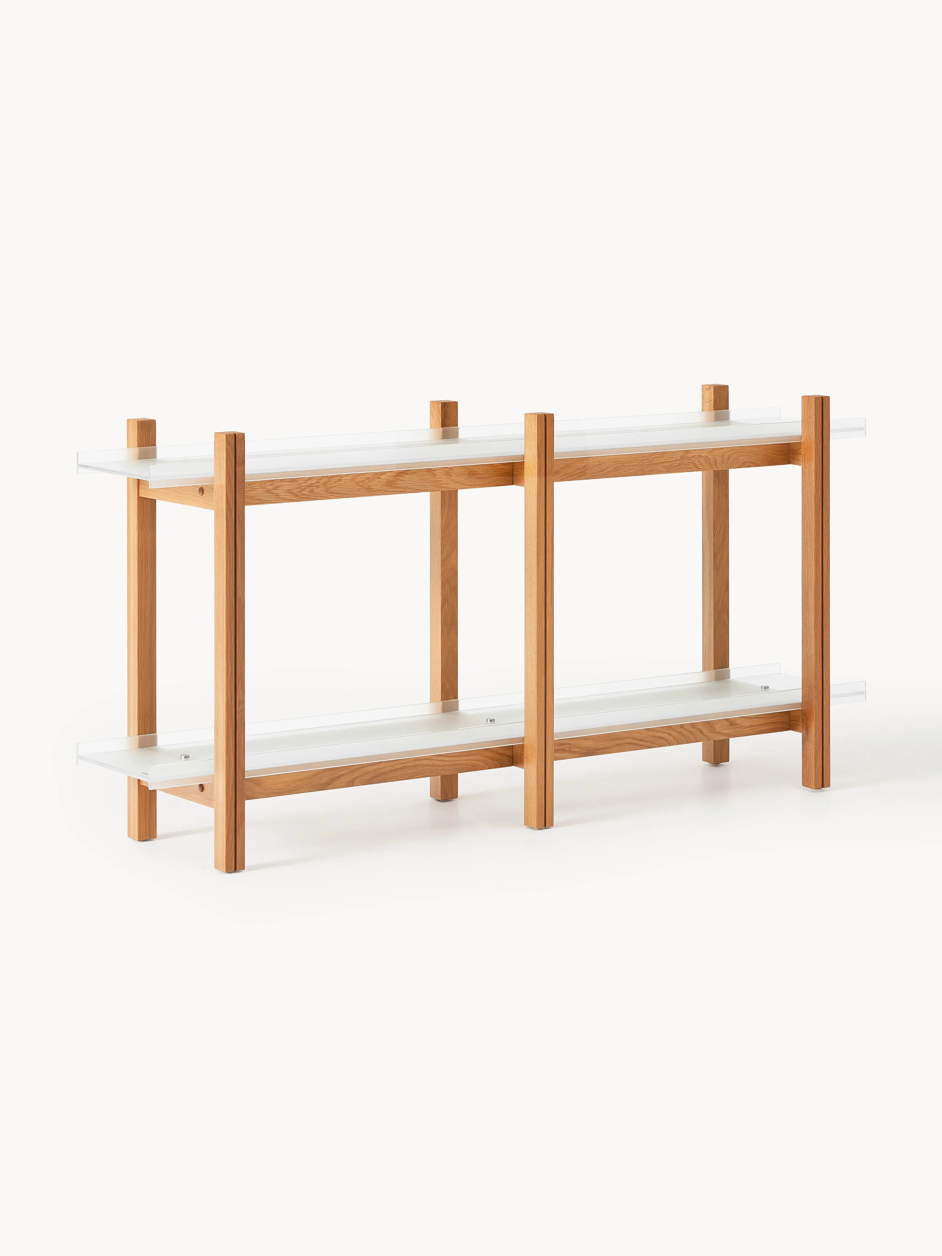 Holz-Regal Alex, Eichenholz & Glas