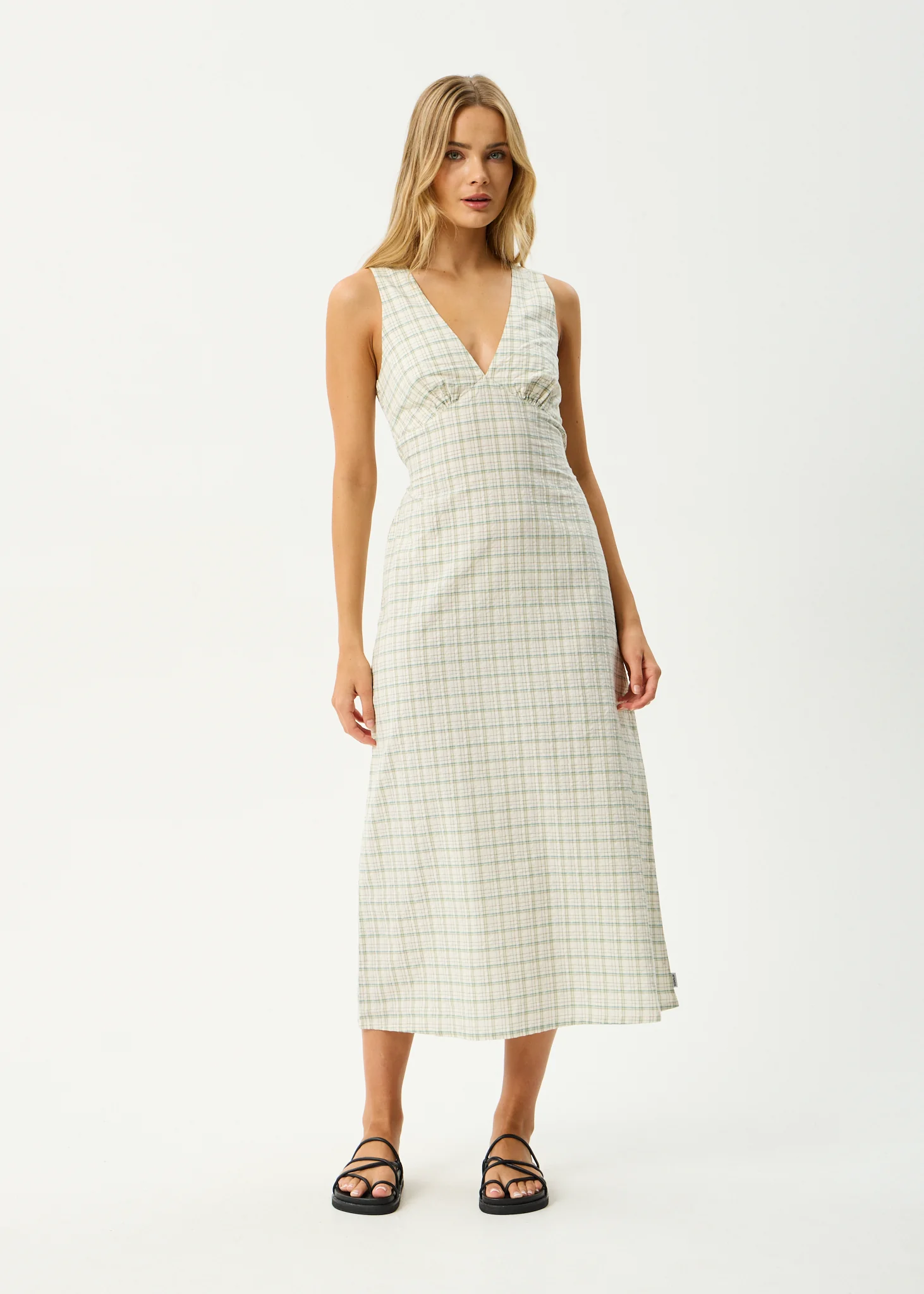 AFENDS Womens Legacy - Seersucker Maxi Dress - Boa Check