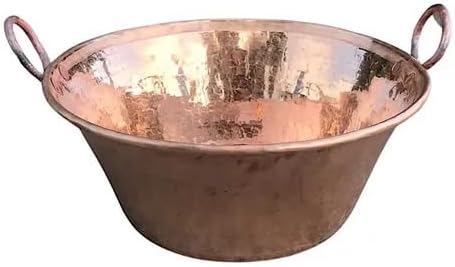 21 Inch Cazo De Cobre Copper Pot, Hand Hammered Carnitas Cookware, Heavy Duty Mexican Cooking Wok, 13 Inch Bottom Diameter