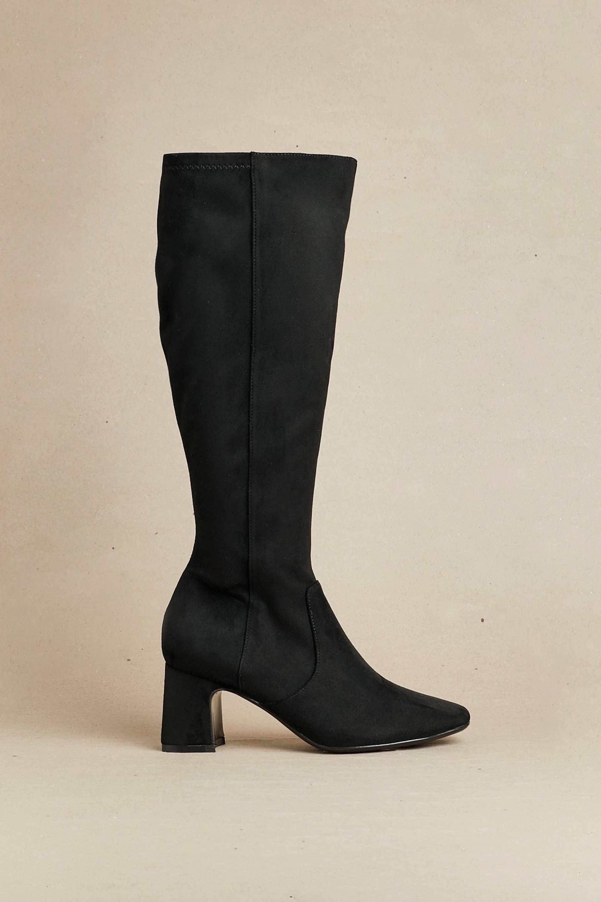 Linzi Slate Black Faux Suede Knee High Boot