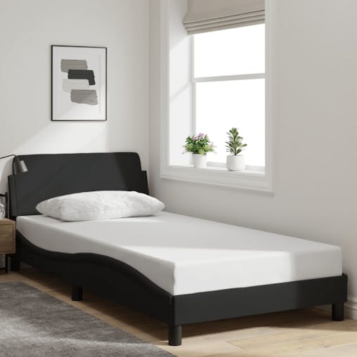 NNEVL Bed Frame with Headboard Black 107x203 cm Fabric