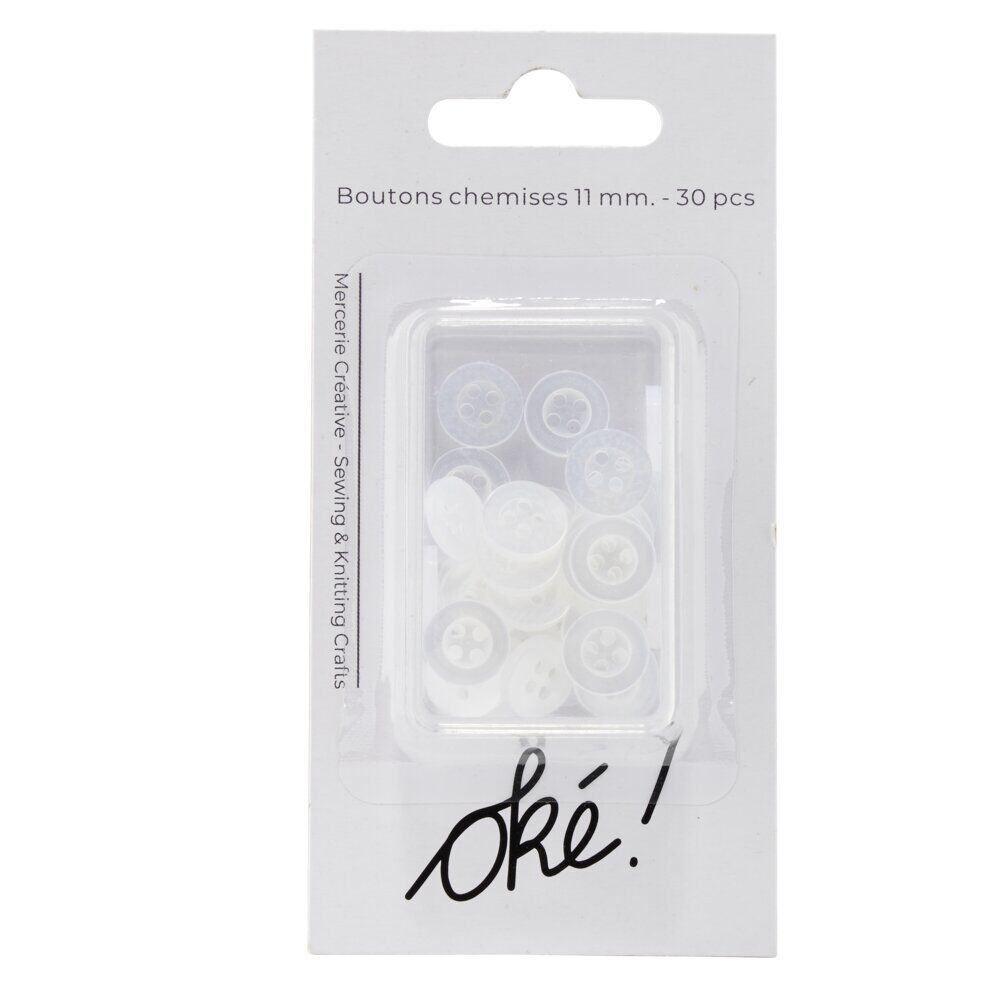 Bouton de chemise x30 plastique Ø11mm