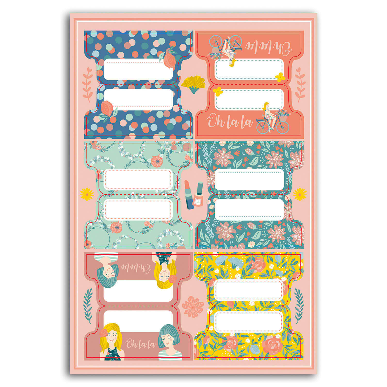 - Lot de 24 stickers onglets oh la la