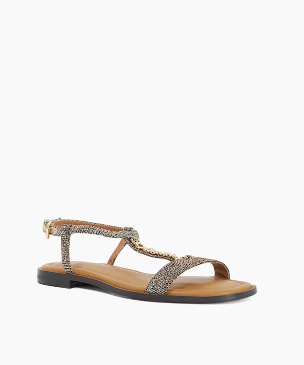 Lollipops Bronze - Leather Chain Detail Open Toe Sandals