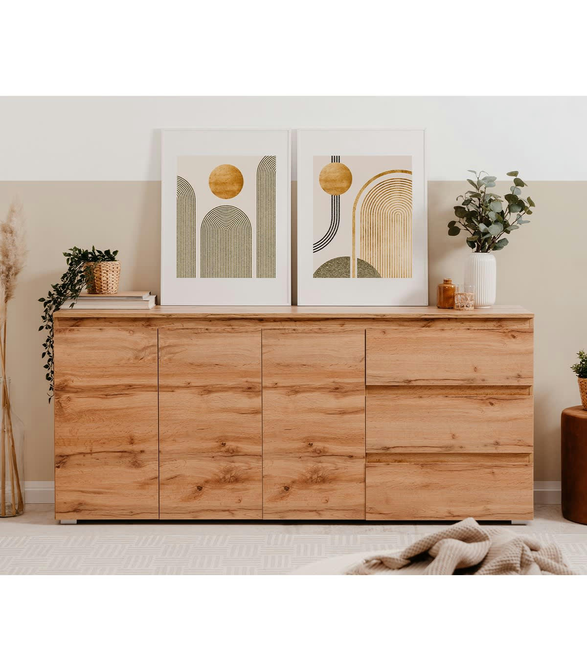 - Buffet 3 portes, 3 tiroirs et 2 étagères - L178,5 cm