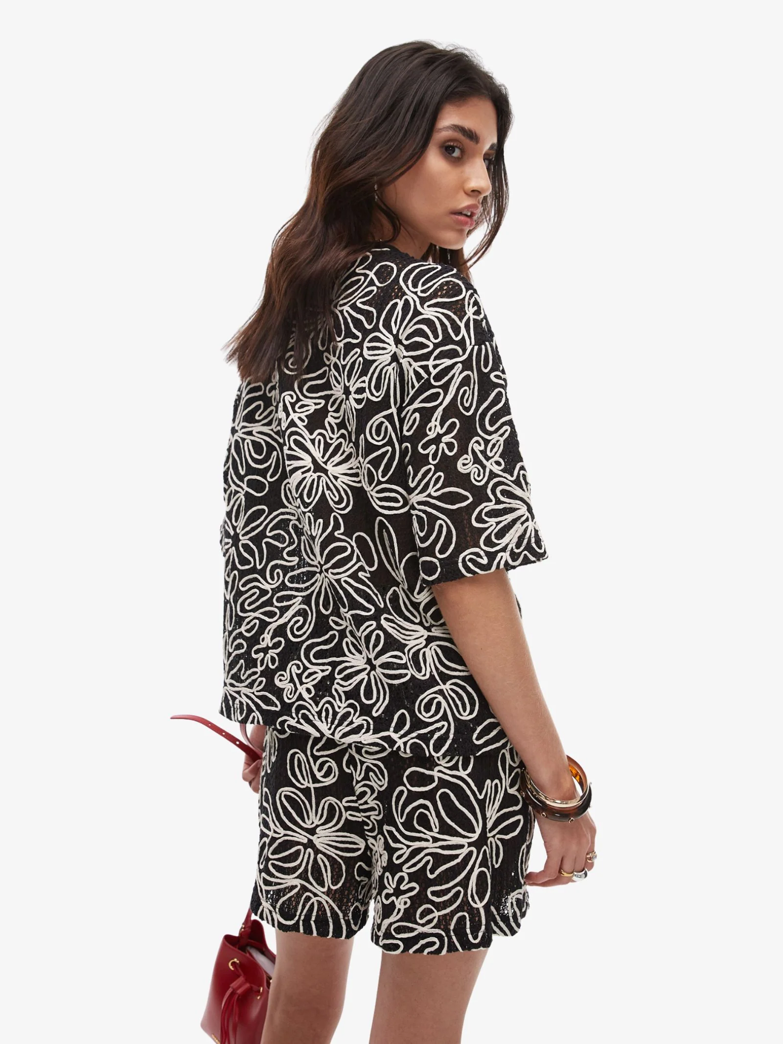 Boxy Floral Applique Shorts