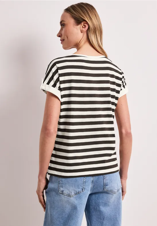 T-Shirt mit Rundhals und Knopfdetail