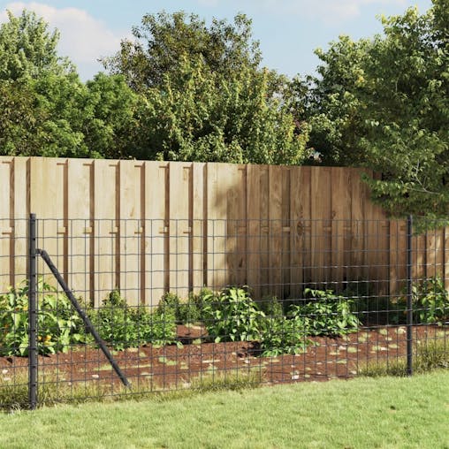 NNEVL Wire Mesh Fence with Spike Anchors Anthracite 0.8x25 m