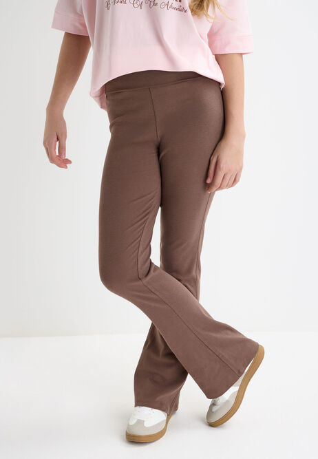 Older Girls Brown Fold Over Bootcut Leggings