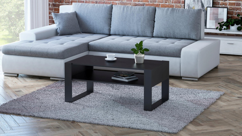 Ława stolik kawowy KAJA 120cm czarny-czarny loft retro PER