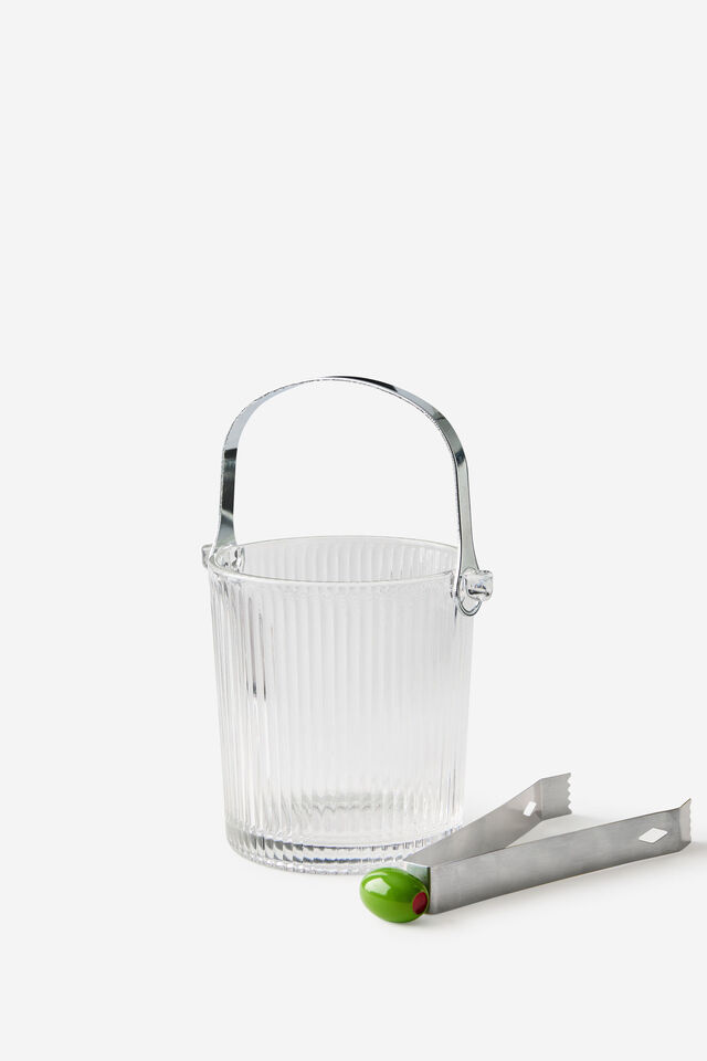 Glass Ice Bucket With Tongs
