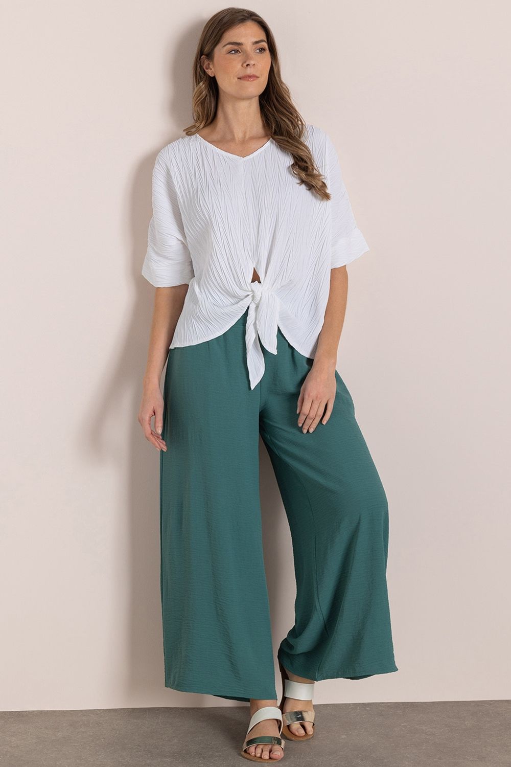 Klass. Textured Tie Hem Top