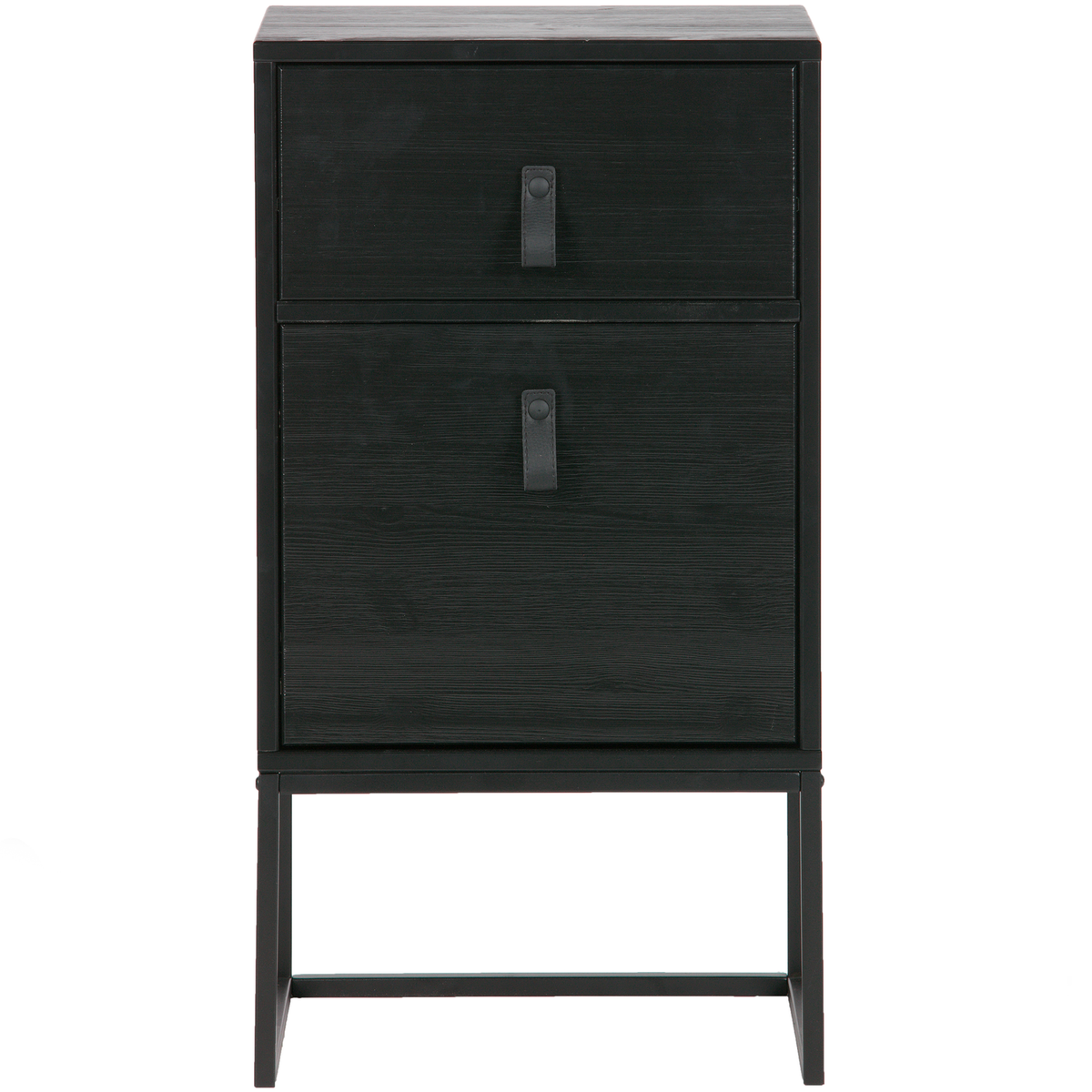 WOOOD nachtkastje incl. lade en deur Zola - Grenen - Zwart - 74x40x35