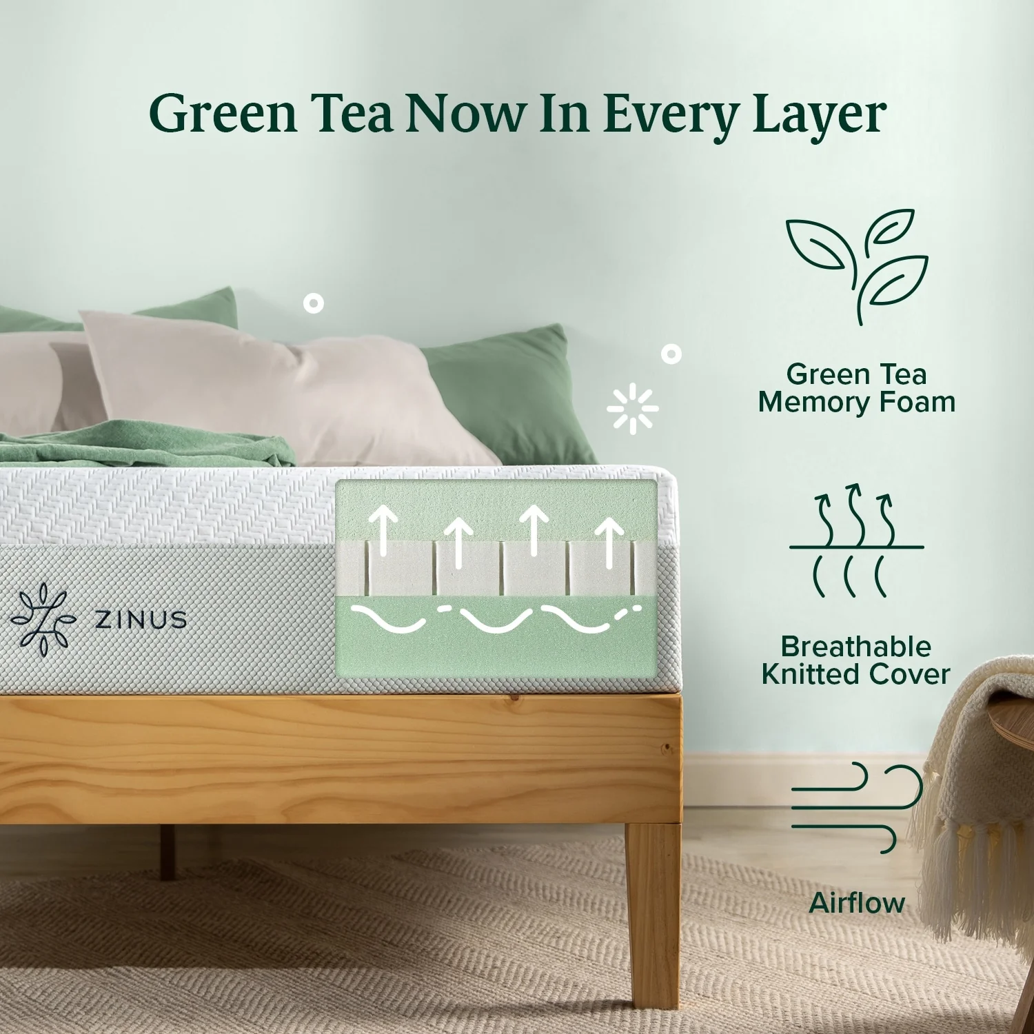 Priage by ZINUS 8 Inch Green Tea Luxe Memory Foam Mattress