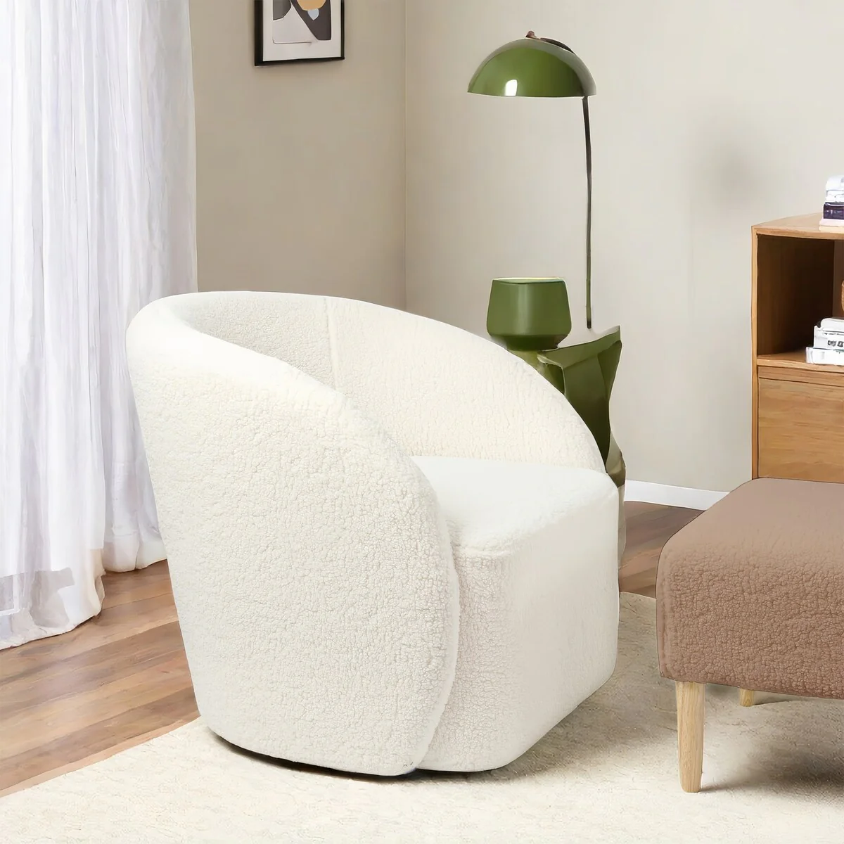 Liorin Fully Padded Boucle Accent Chair with Curved Back