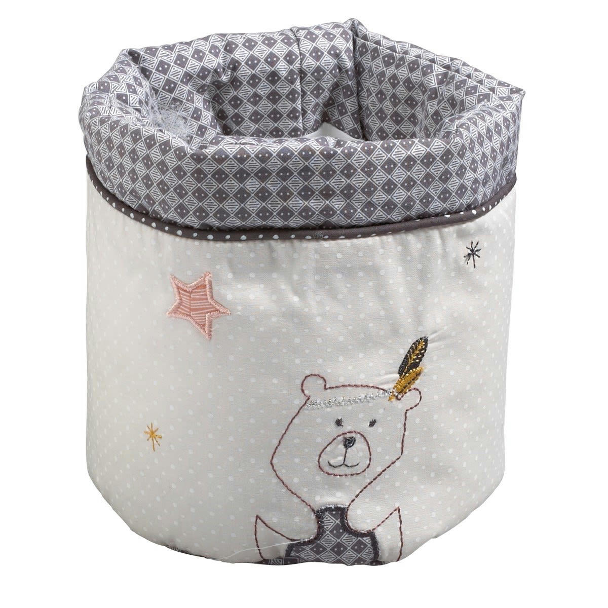 TIMOUKI - Lot de 3 panières gigognes en tissu en coton  beige