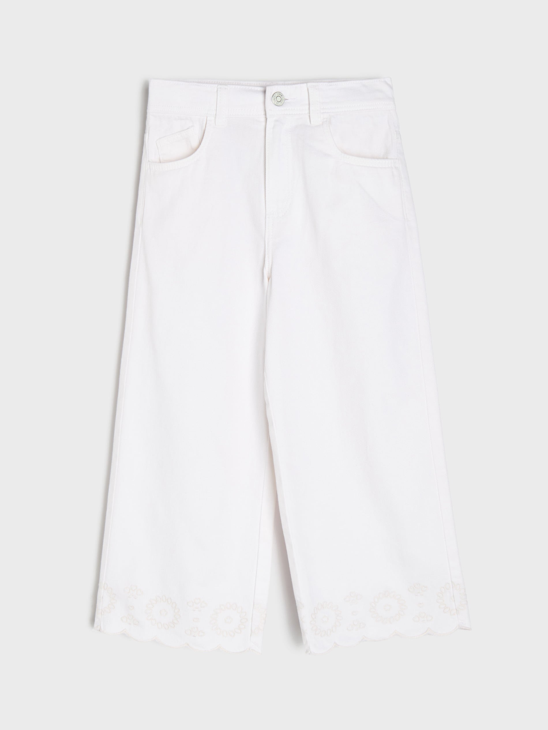 Jeansy wide leg z haftem