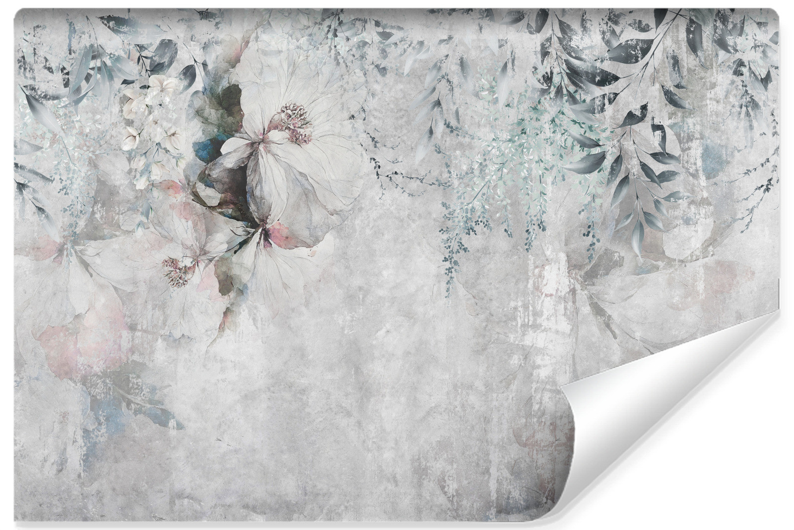 Fototapeta Do Salonu BETON Kwiaty Liście 90x60cm