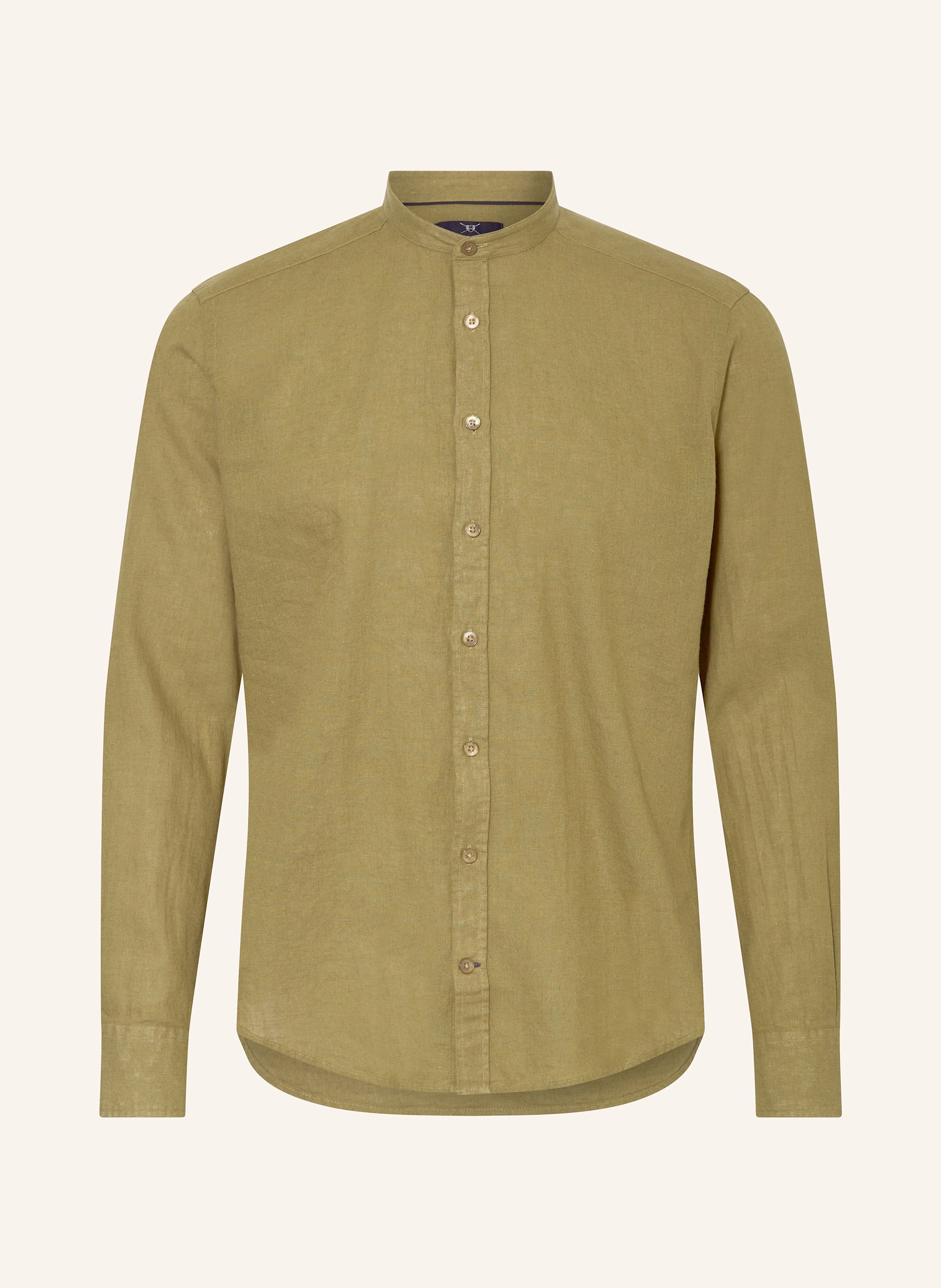 STROKESMAN'S Hemd Regular Fit mit Leinen und Stehkragen