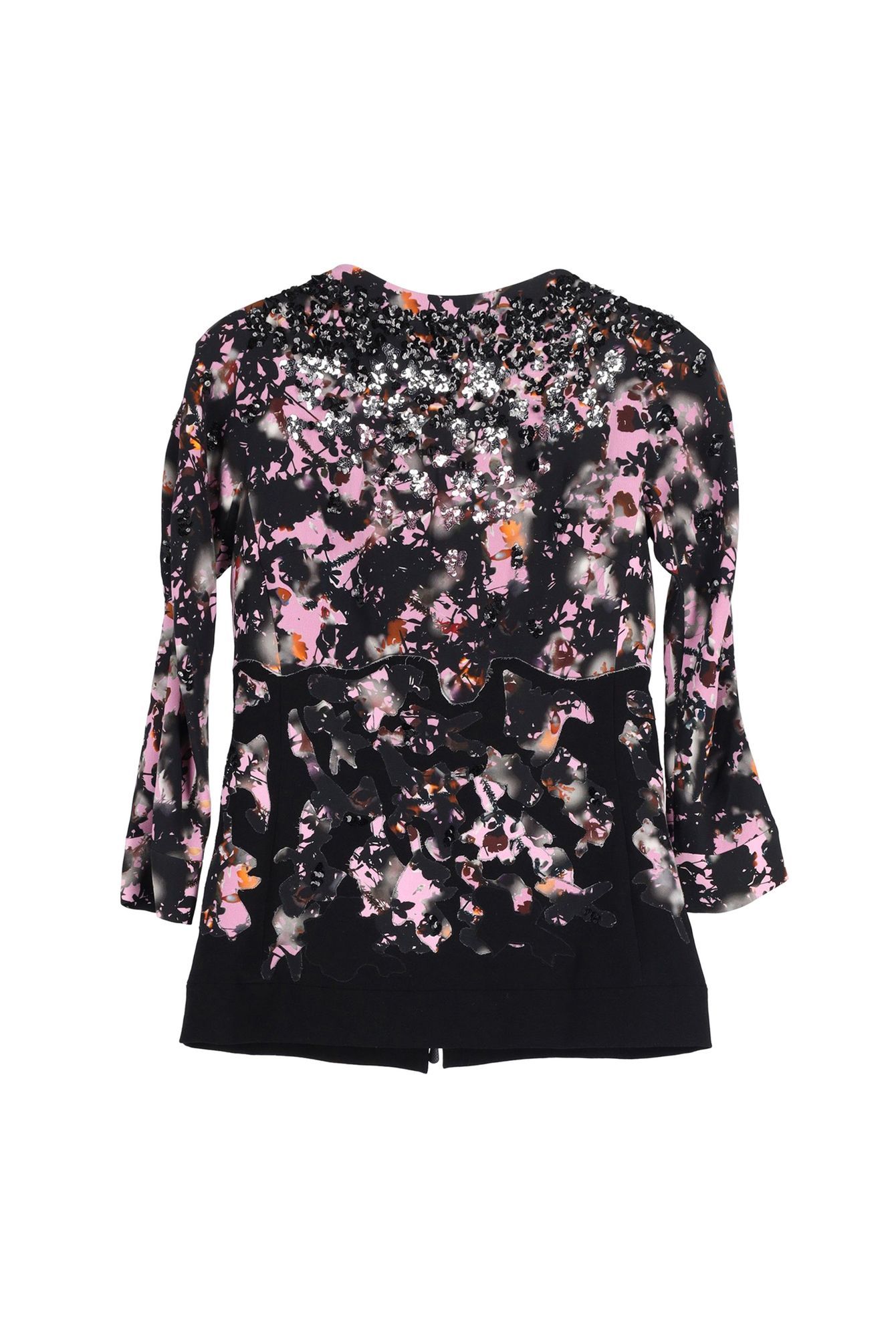 Bottega Veneta Preloved Sequinned Printed Blouse in Multicolor Silk