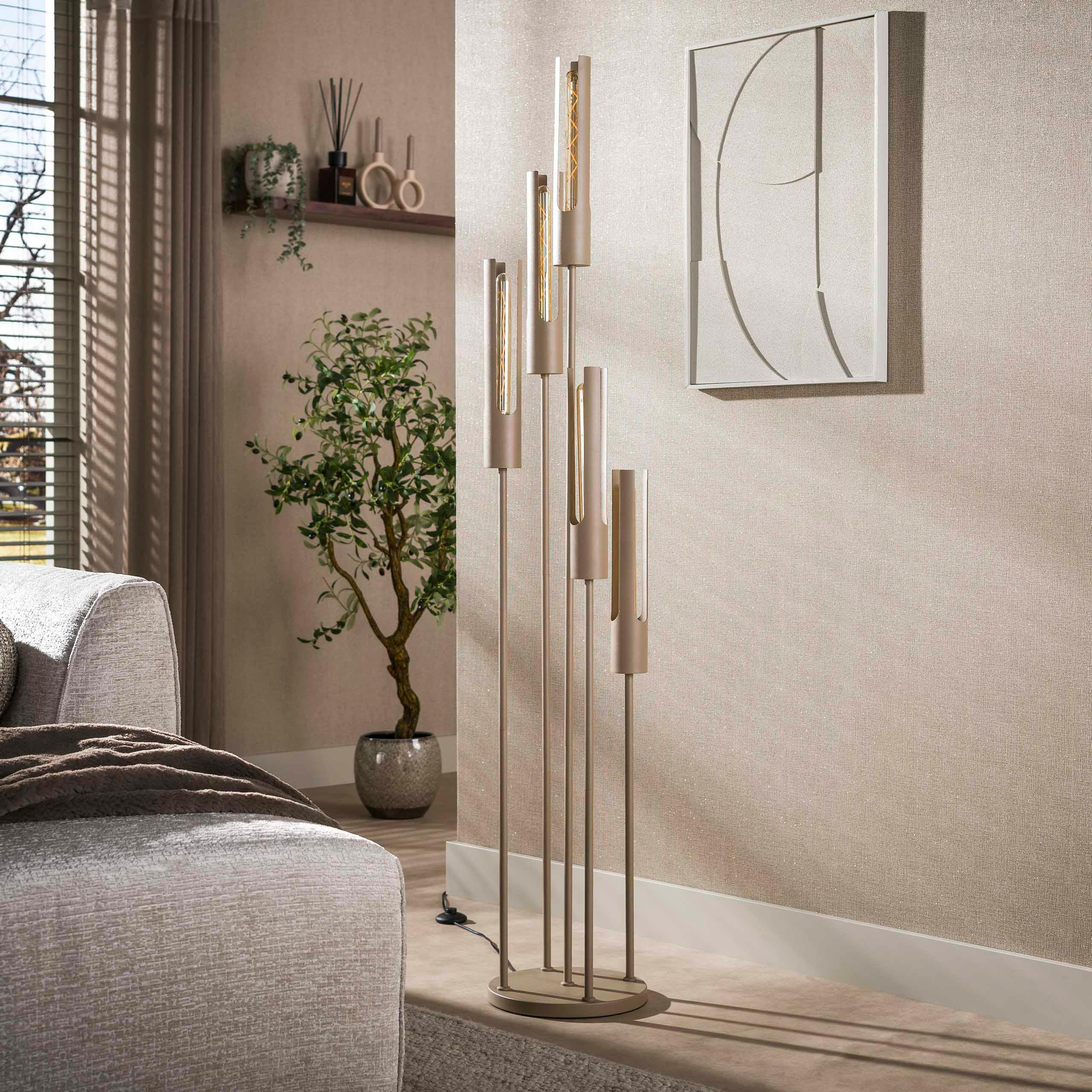 Lampadaire métal beige 5 tubes RALF