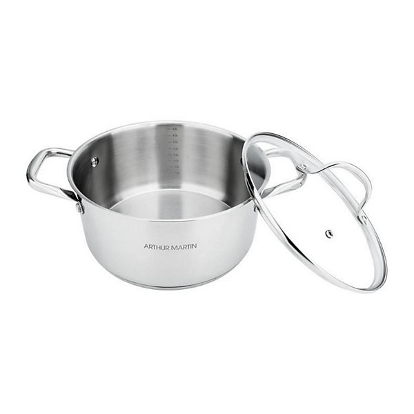 Arthur Martin Marmite 28 cm acier inoxydable tous feux avec couvercle verre
