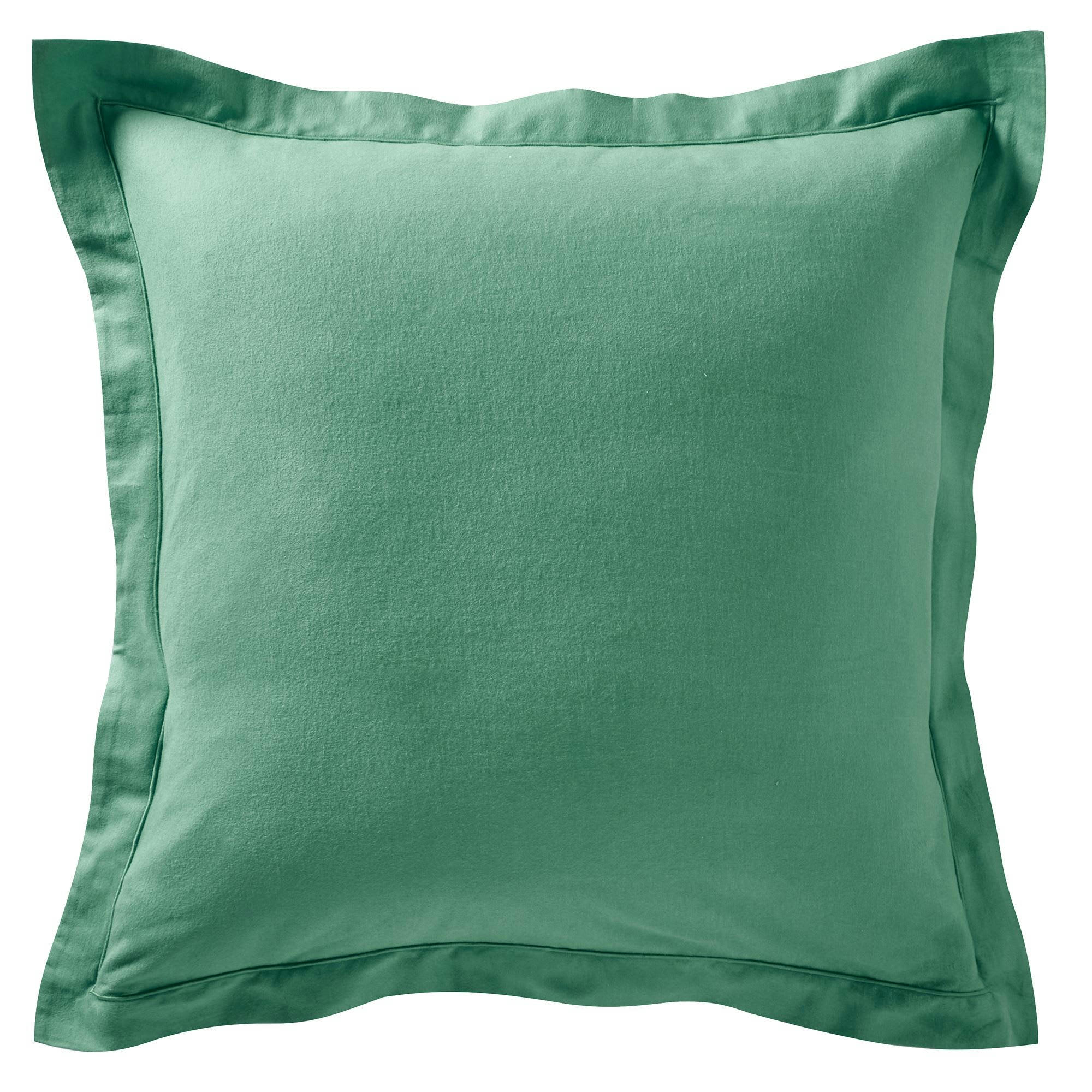 FLANELLE UNIE - Taie volant 50x70 vert jade en coton