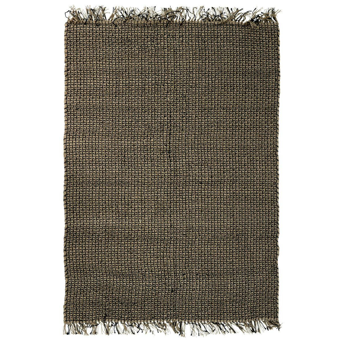 INDI - Tapis en jute et coton noir 160x230