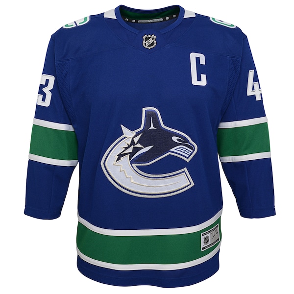 Quinn Hughes Vancouver Canucks Youth Home Premier Player Jersey - Blue