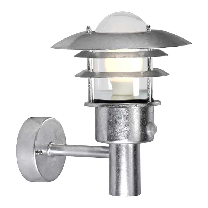 Nordlux Lønstrup Wandlamp Buiten | Sensor | Ø22cm | E27 | IP44 | Verzinkt | Seaside