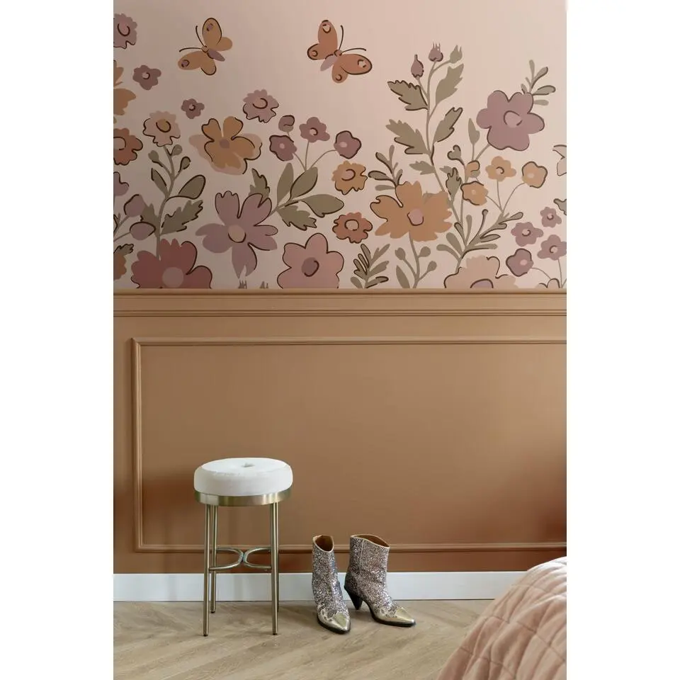 ESTAhome fotobehang bloemetjes terracotta roze - 2.5 x 2.79 m