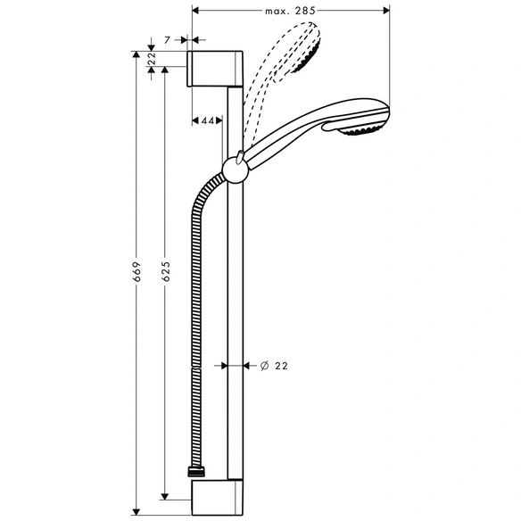 Brausegarnitur, Höhe: 7,6 cm, chromfarben