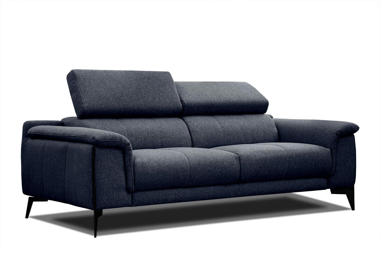 MATERA - Canapé XXL droit 3 places tissu bleu foncé