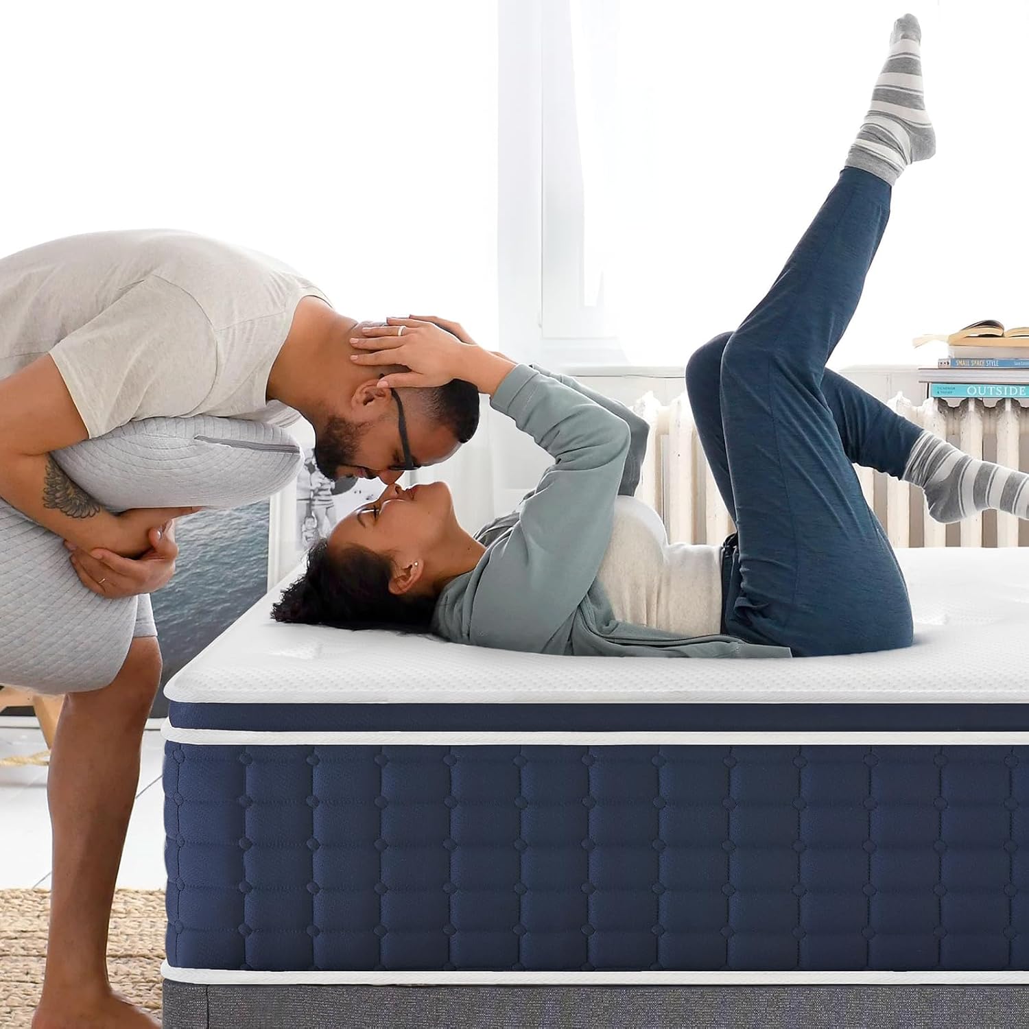 Coolvie Twin XL Mattress 14 Inch, Gel Memory Foam Bed in a Box, Adaptive Support Breathable Hybrid Mattresses with CertiPUR-US Certified, Double Cooling Individually Coil & Medium Plush Support