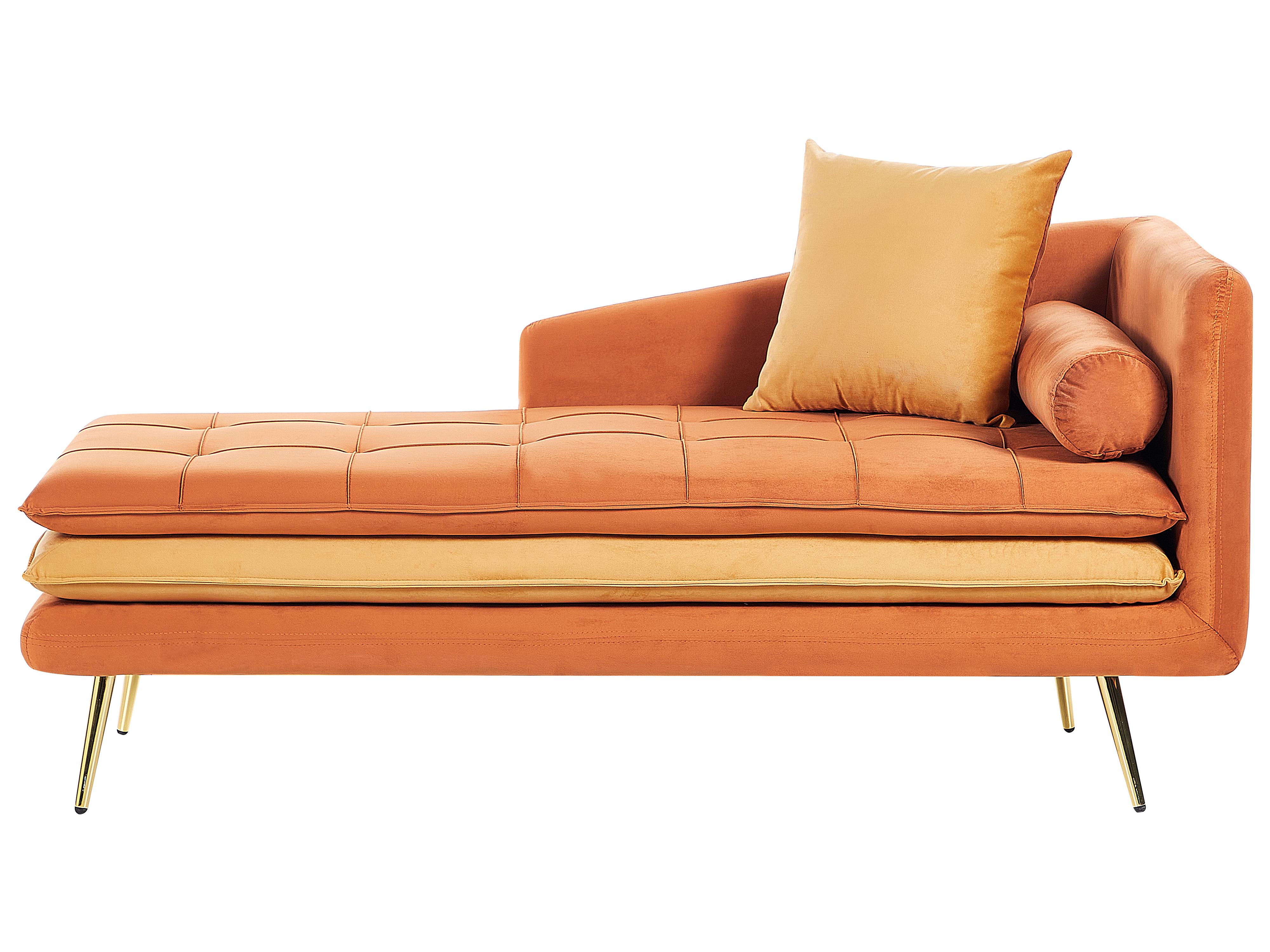 Right-Hand Chaise Longue GONESSE Velvet Orange