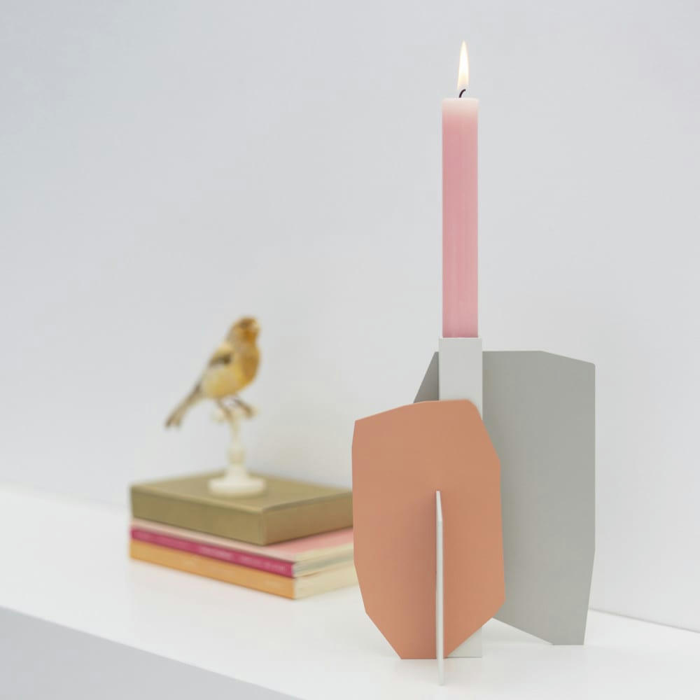 - Bougeoir pastel en métal h19,5cm