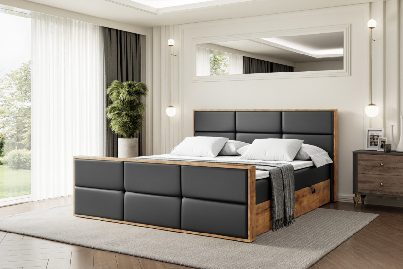 Łóżko kontynentalne z pojemnikiem i materacem H3 - LOLLI1-Z - 120x200 cm